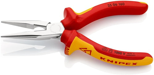 Flachrundzange DIN ISO 5745 Länge 160 mm flach/rund gerade Mehrkomponenten-Hüllen VDE KNIPEX – Ansicht 3