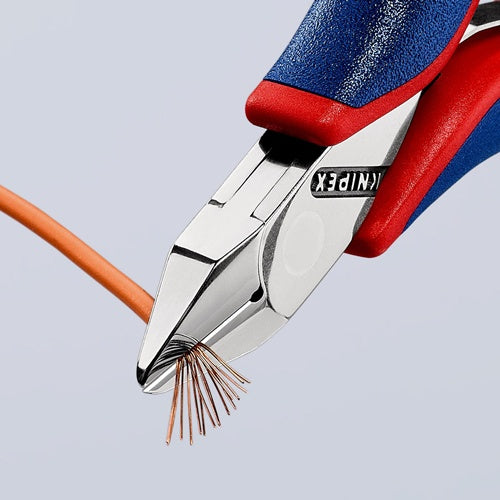 Elektronik-Seitenschneider Länge 115 mm Form 3 Facette ja klein Mehrkomponenten-Hüllen spiegelpoliert KNIPEX – Ansicht 4