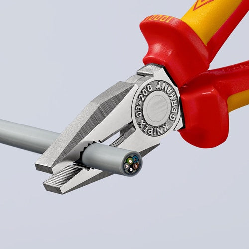 Kombizange Länge 200 mm Mehrkomponenten-Hüllen verchromt VDE KNIPEX – Ansicht 4