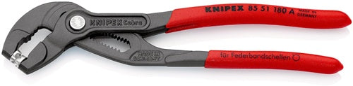 Federbandschellenzange Gesamtlänge 180 mm Kapazität max 50 mm Einstellungen 15 Kunststoffüberzug KNIPEX