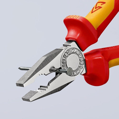 Kombizange Länge 180 mm Mehrkomponenten-Hüllen verchromt VDE mit Befestigungsöse KNIPEX – Ansicht 5