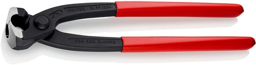 Ohrklemmenzange Gesamtlänge 220 mm Kopf schwarz atramentiert Kunststoff-Überzug seitliche Pressnase KNIPEX