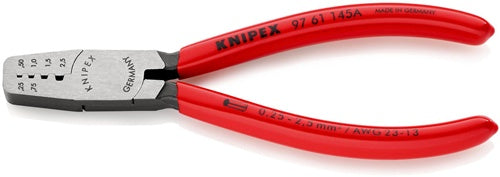 Aderendhülsenzange Gesamtlänge 145 mm 025 - 25 (AWG 23 - 13) mm² poliert Kunststoffüberzug KNIPEX