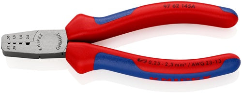 Aderendhülsenzange Gesamtlänge 145 mm 025 - 25 (AWG 23 - 13) mm² poliert Mehrkomponenten-Hüllen KNIPEX