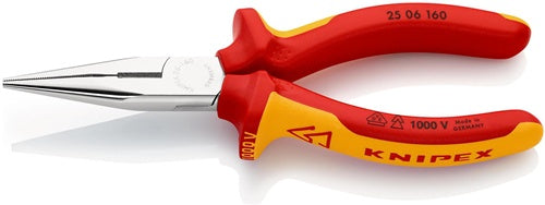 Flachrundzange DIN ISO 5745 Länge 160 mm flach/rund gerade Mehrkomponenten-Hüllen VDE KNIPEX