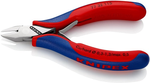 Elektronik-Seitenschneider Länge 115 mm Form 3 Facette ja klein Mehrkomponenten-Hüllen spiegelpoliert KNIPEX – Ansicht 6