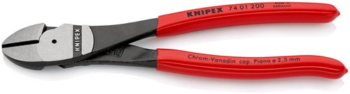 Kraftseitenschneider Länge 200 mm poliert Form 0 Kunststoffüberzug KNIPEX