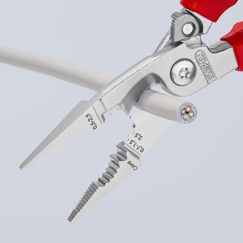 Elektroinstallationszange Länge 200 mm VDE verchromt Mehrkomponenten-Hüllen mit Öffnungsfeder KNIPEX – Ansicht 5