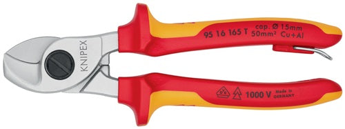 Kabelschere Länge 165 mm Kopf verchromt VDE mit Befestigungsöse Mehrkomponenten-Hüllen Form 1 KNIPEX – Ansicht 5