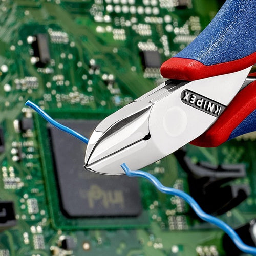 Elektronik-Seitenschneider Länge 115 mm Form 1 Facette ja Mehrkomponenten-Hüllen spiegelpoliert KNIPEX – Ansicht 5