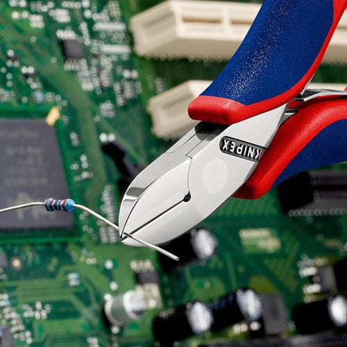 Elektronik-Seitenschneider Länge 115 mm Form 0 Facette ja klein Mehrkomponenten-Hüllen spiegelpoliert KNIPEX – Ansicht 4