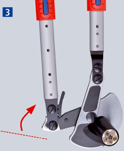 Kabelschere Werkzeuglänge 570 - 770 mm Kopf brüniert Mehrkomponenten-Hüllen KNIPEX – Ansicht 6