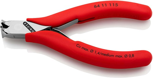 Elektronik-Vornschneider Länge 115 mm Form 1 Facette nein spiegelpoliert Kunststoffüberzug KNIPEX