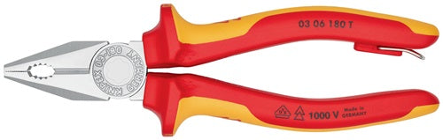 Kombizange Länge 180 mm Mehrkomponenten-Hüllen verchromt VDE mit Befestigungsöse KNIPEX – Ansicht 3