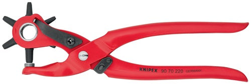 Revolverlochzange Gesamtlänge 220 mm Öffnungsfeder 2 / 25 / 3 / 35 / 4 und 5 mm rot pulverbeschichtet KNIPEX – Ansicht 4