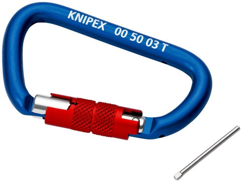 Materialkarabiner Länge 81 mm mit Schraubverschluss blau beschichtet KNIPEX – Ansicht 4