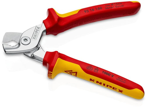 Kabelschere Länge 160 mm Kopf verchromt VDE Mehrkomponenten-Hüllen Form 1 KNIPEX – Ansicht 6