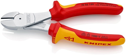 Kraftseitenschneider Länge 180 mm VDE Form 0 Mehrkomponenten-Hüllen KNIPEX – Ansicht 3