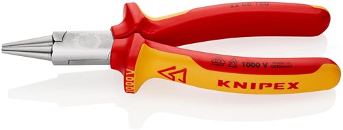 Rundzange Länge 160 mm Zange verchromt VDE Mehrkomponenten-Hüllen KNIPEX