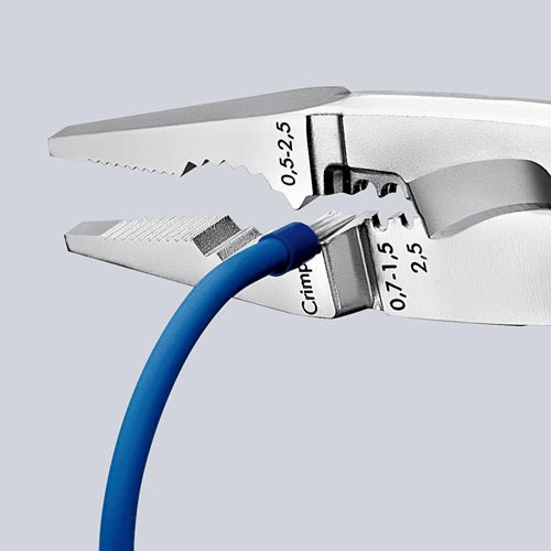Elektroinstallationszange Länge 200 mm VDE verchromt Mehrkomponenten-Hüllen mit Öffnungsfeder KNIPEX – Ansicht 6