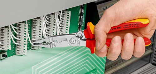 Elektroinstallationszange Länge 200 mm VDE verchromt Mehrkomponenten-Hüllen mit Öffnungsfeder KNIPEX – Ansicht 4