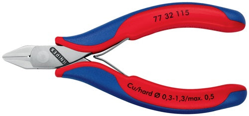 Elektronik-Seitenschneider Länge 115 mm Form 3 Facette ja klein Mehrkomponenten-Hüllen spiegelpoliert KNIPEX – Ansicht 3