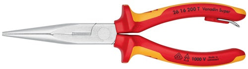 Flachrundzange Länge 200 mm gerade VDE mit Befestigungsöse Mehrkomponenten-Hüllen KNIPEX – Ansicht 4