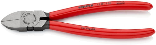 Seitenschneider für Kunststoffe Länge 180 mm gerade Kunststoffüberzug KNIPEX