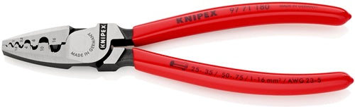 Aderendhülsenzange Gesamtlänge 180 mm 025 - 160 (AWG 23 - 5) mm² poliert Kunststoffüberzug KNIPEX