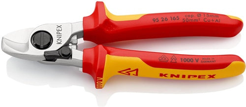 Kabelschere Länge 165 mm Kopf verchromt VDE Mehrkomponenten-Hüllen Form 2 KNIPEX