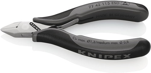 Elektronik-Seitenschneider Länge 115 mm Form 4 Facette nein spiegelpoliert KNIPEX