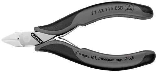 Elektronik-Seitenschneider Länge 115 mm Form 4 Facette nein spiegelpoliert KNIPEX – Ansicht 3