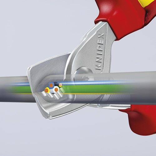 Kabelschere Länge 160 mm Kopf verchromt VDE Mehrkomponenten-Hüllen Form 1 KNIPEX – Ansicht 4
