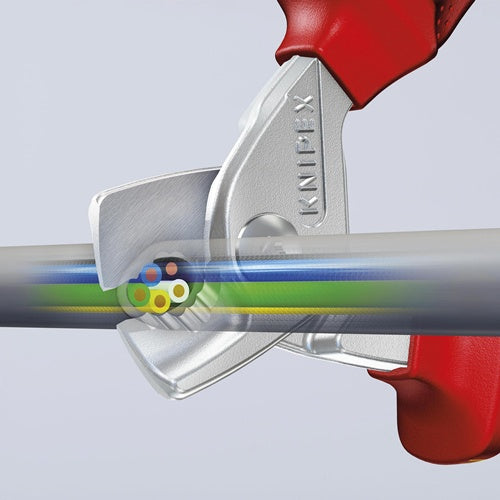 Kabelschere Länge 160 mm Kopf verchromt VDE Mehrkomponenten-Hüllen Form 1 KNIPEX – Ansicht 3