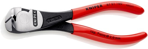 Kraftvornschneider Gesamtlänge 160 mm Kopf poliert Kunststoffüberzug KNIPEX