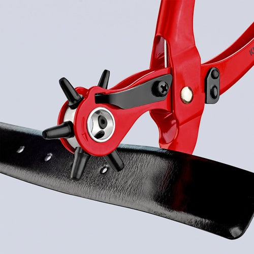 Revolverlochzange Gesamtlänge 220 mm Öffnungsfeder 2 / 25 / 3 / 35 / 4 und 5 mm rot pulverbeschichtet KNIPEX – Ansicht 3