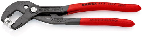 Schlauchschellenzange Gesamtlänge 180 mm Kopf grau atramentiert Kunststoffüberzug KNIPEX