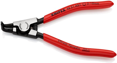 Außensicherungsringzange A 01 für Wellen Ø 3 - 10 mm 90° gewinkelt poliert Länge 125 mm KNIPEX