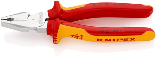 Kraftkombizange Länge 180 mm verchromt Mehrkomponenten-Hüllen VDE KNIPEX