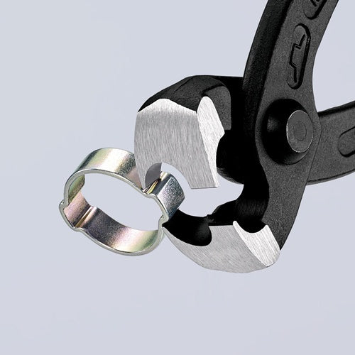 Ohrklemmenzange Gesamtlänge 220 mm Kopf schwarz atramentiert Kunststoff-Überzug seitliche Pressnase KNIPEX – Ansicht 3