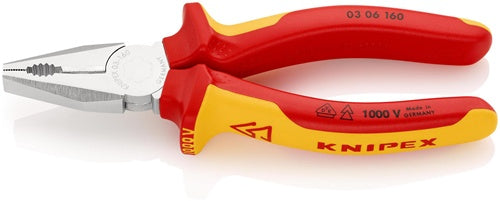 Kombizange Länge 160 mm Mehrkomponenten-Hüllen verchromt VDE KNIPEX