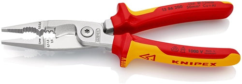 Elektroinstallationszange Länge 200 mm VDE verchromt Mehrkomponenten-Hüllen ohne Öffnungsfeder KNIPEX – Ansicht 4