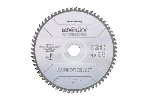 Kreissägeblatt aluminium cut professional D216x22/18xB30mm Z58 FZ/TZ 5Gr neg