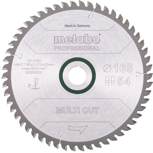 Kreissägeblatt multi cut professional D165x22/14xB20mm Z54 FZ/TZ 5Grad neg