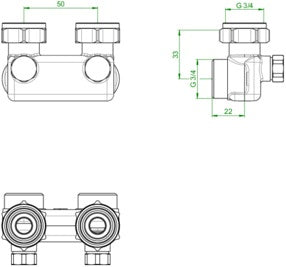 OV Umlenkstück m Absperr Wi-Eck 50mm 3/4Z ÜMx3/4Z AG – Ansicht 4