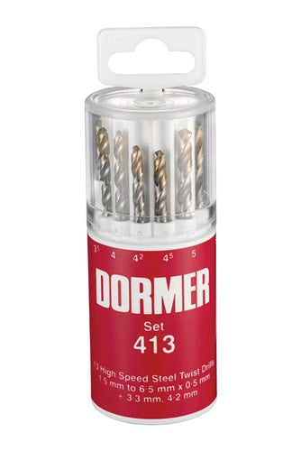 Spiralbohrersatz A094 DIN 338 TypN D15-65x05mm HSS 13tlgRunddose DORMER