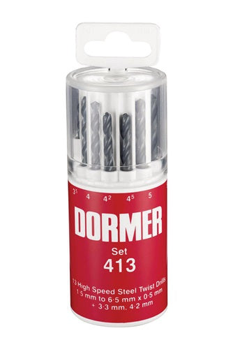 Spiralbohrersatz A191 DIN 338 TypN D15-65x05mm HSS 13tlgRunddose DORMER