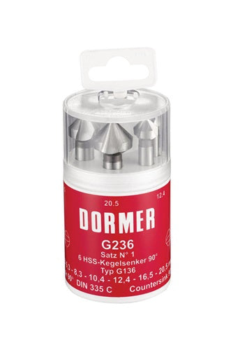 Kegelsenkersatz DIN 335 C 90 ° Nr1 63 - 83 - 104 - 124 - 165 - 205 mm HSS 6 Runddose DORMER