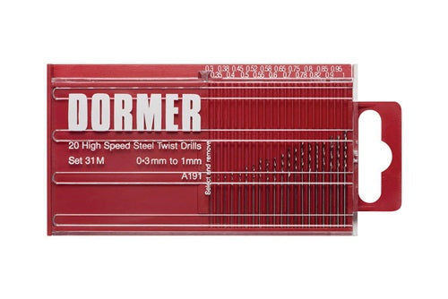 Spiralbohrersatz A191 DIN 338 TypN D03-10x05mm HSS 20tlgRunddose DORMER