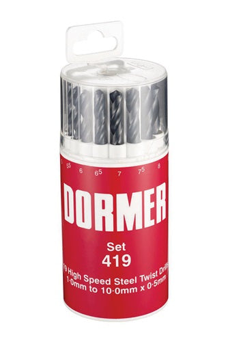 Spiralbohrersatz A191 DIN 338 TypN D1-10x05mm HSS 19tlgRunddose DORMER